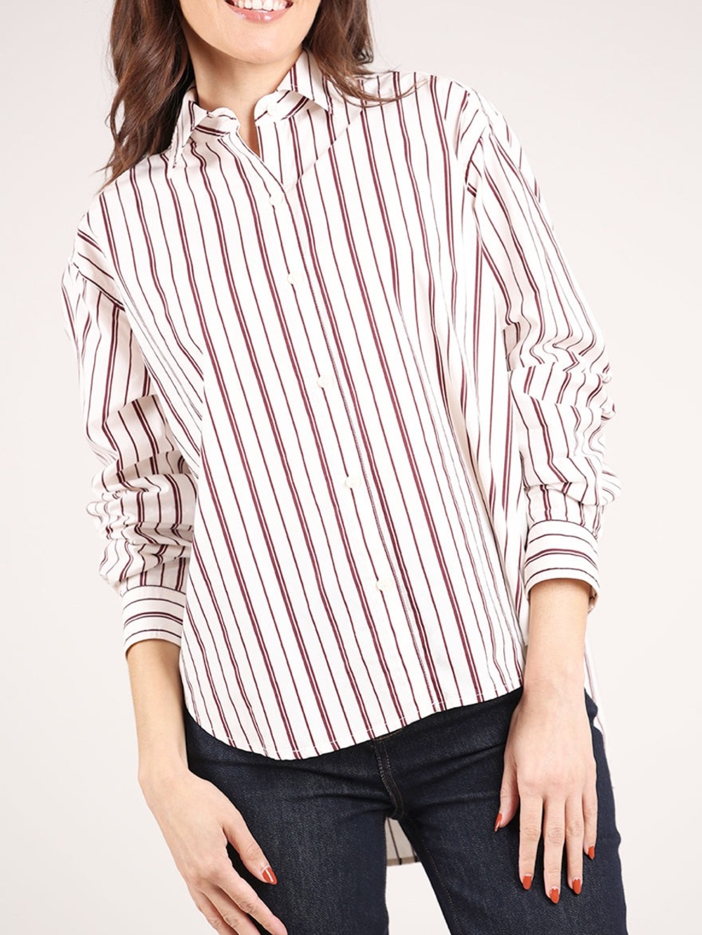 pistola finley - White Shirt with Burgundy Stripes